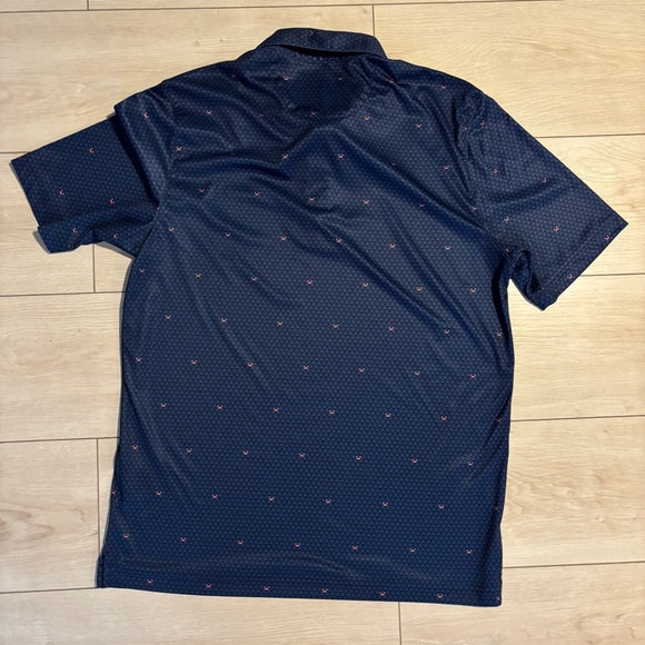 Greg Norman Golf Shirt Dark Blue Polo with Crab Pattern - Picture 3 of 3